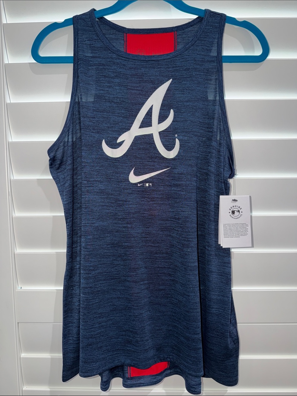 NWT Woman’s Nike Dri-Fit Navy Tank with White Atlanta Braves 'A' Logo-L